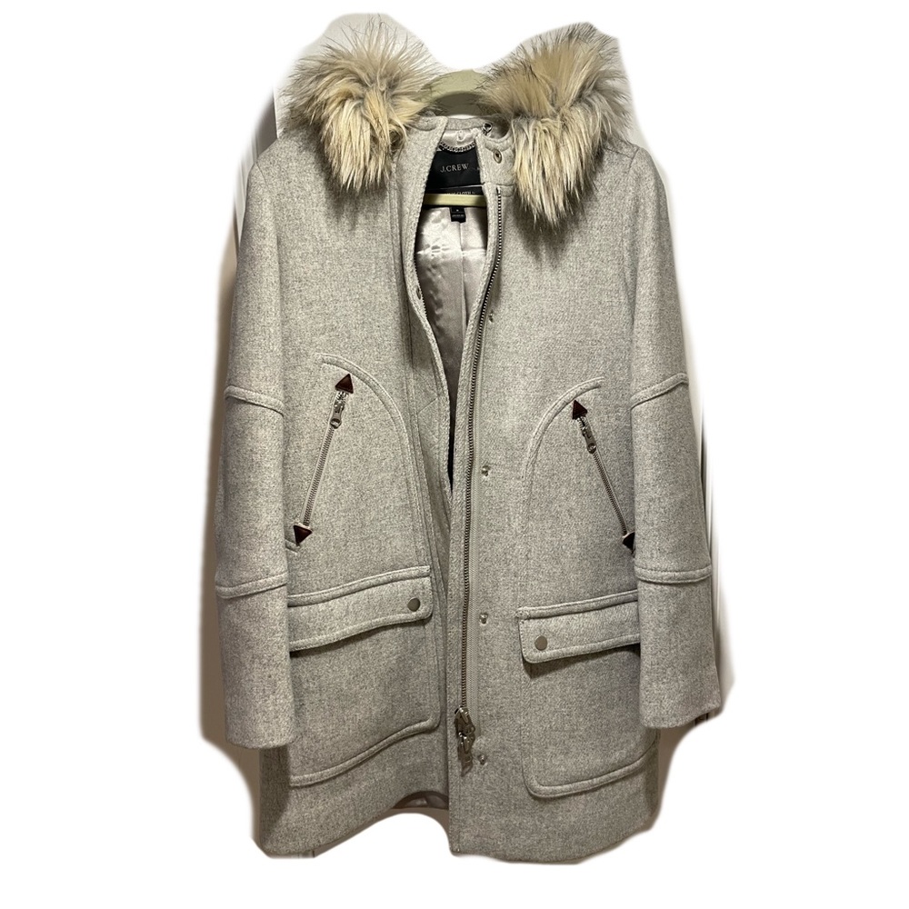 JCrew Stadium Chateau Parka with faux trim hood